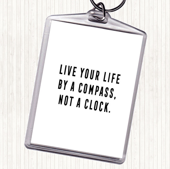 White Black Live Your Life Quote Bag Tag Keychain Keyring