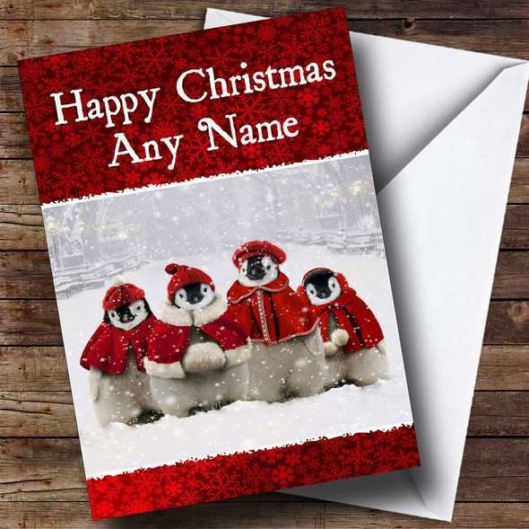 Beautiful Baby Penguins Christmas Card Personalised