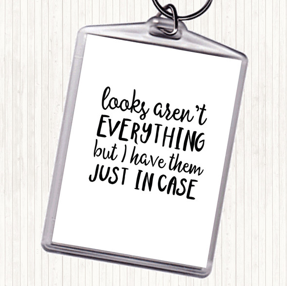 White Black Looks Aren't Everything Quote Bag Tag Keychain Keyring