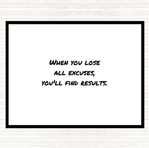 White Black Lose All Excuses Quote Mouse Mat Pad