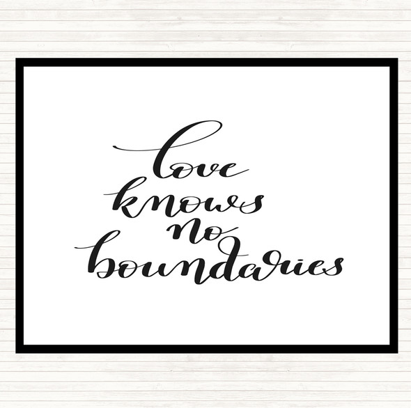 White Black Love Knows No Boundaries Quote Dinner Table Placemat