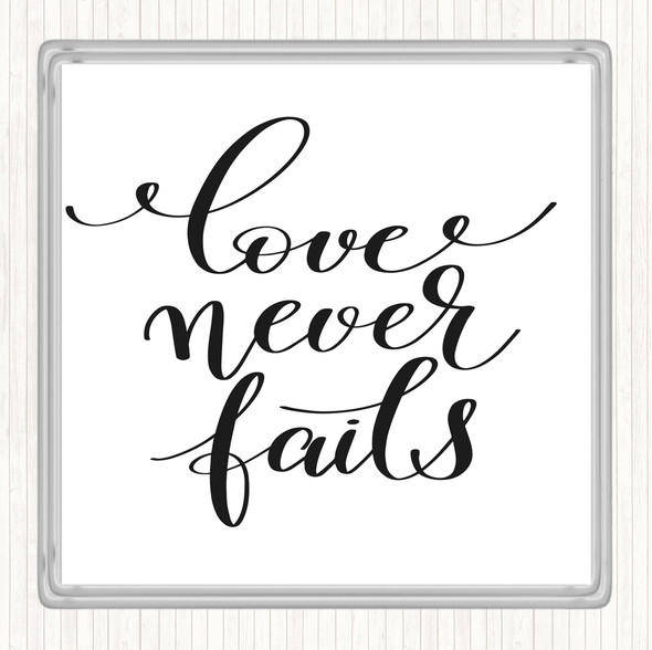 White Black Love Never Fails Quote Drinks Mat Coaster