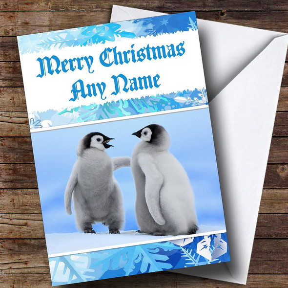 Cute Penguins Personalised Christmas Card