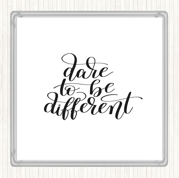 White Black Be Different Swirl Quote Drinks Mat Coaster