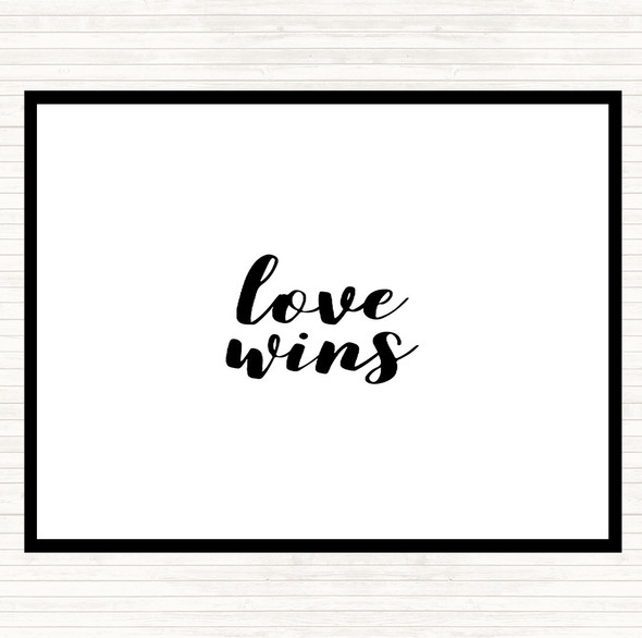 White Black Love Wins Quote Mouse Mat Pad