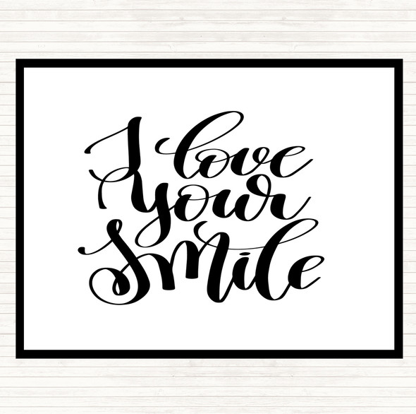 White Black Love Your Smile Quote Mouse Mat Pad