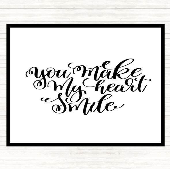 White Black Make My Heart Smile Quote Mouse Mat Pad