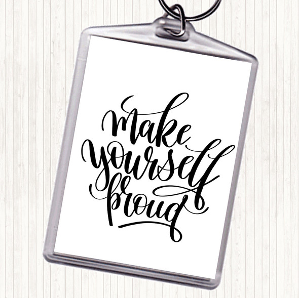 White Black Make Yourself Pound Quote Bag Tag Keychain Keyring