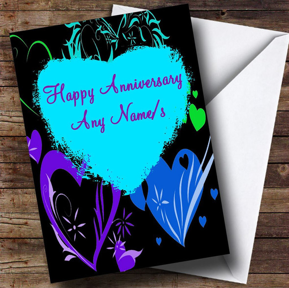 Romantic Hearts Personalised Anniversary Card