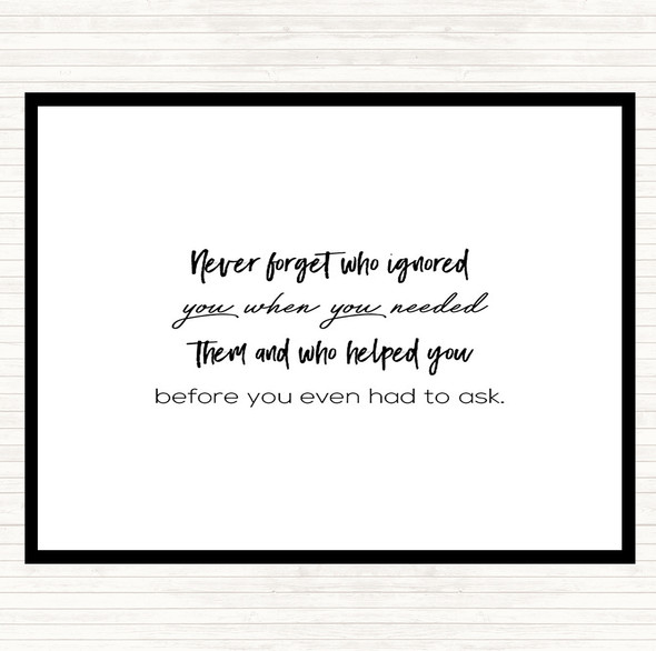White Black Never Forget Who Ignored You Quote Mouse Mat Pad
