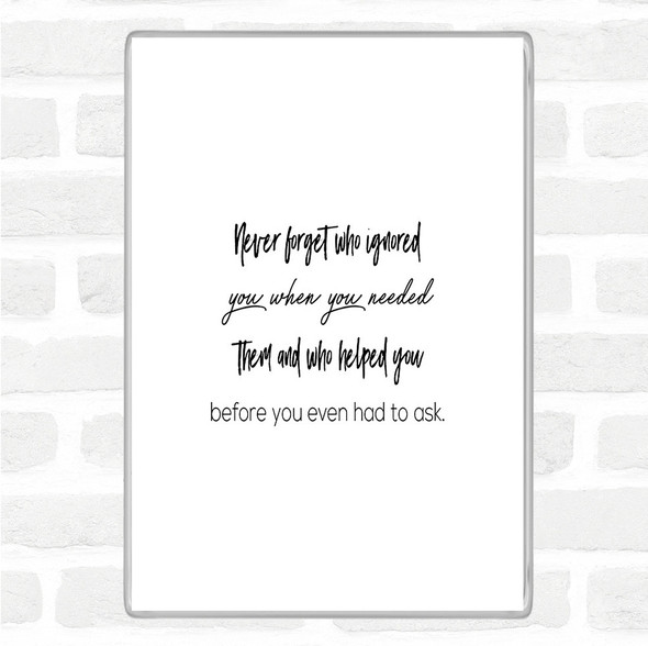 White Black Never Forget Who Ignored You Quote Jumbo Fridge Magnet