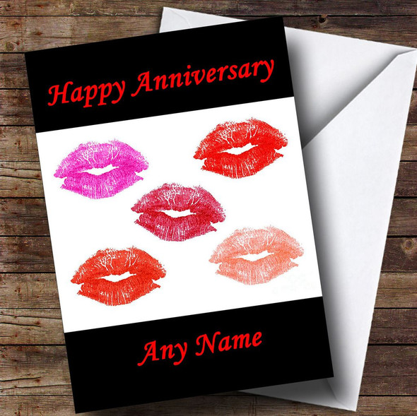 Lots Of Lipstick Kisses Personalised Anniversary Card