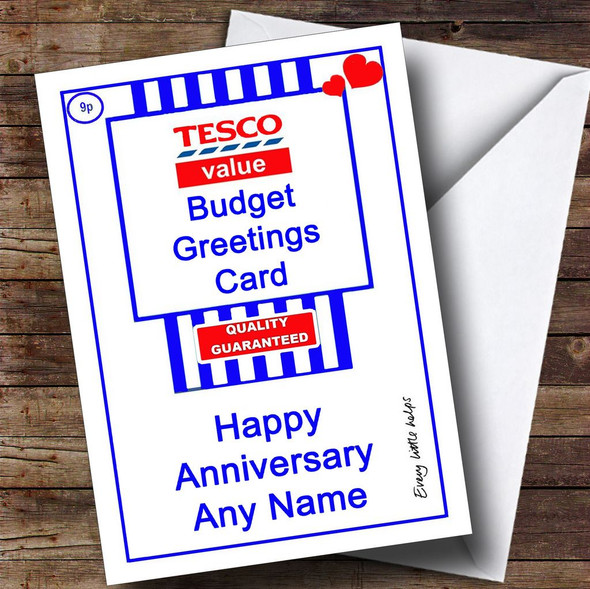 Funny Joke Tesco Value Spoof Personalised Anniversary Card