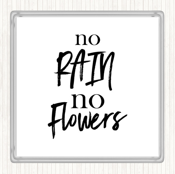 White Black No Rain Quote Drinks Mat Coaster