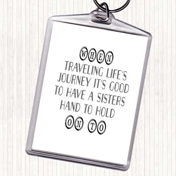 White Black A Sisters Hand Quote Bag Tag Keychain Keyring