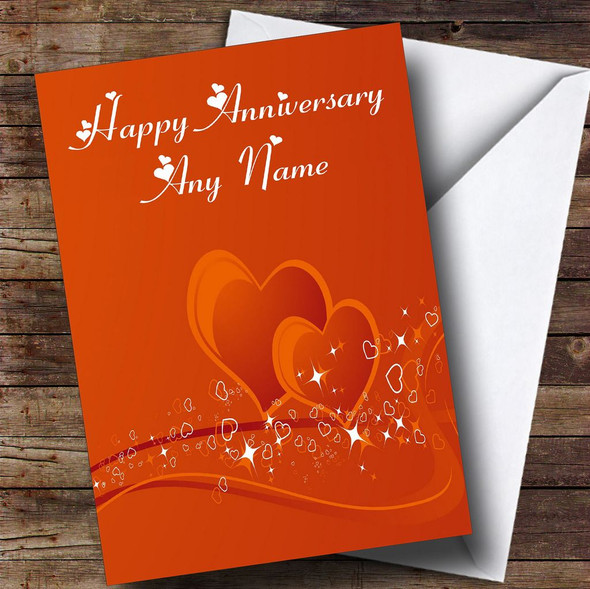 Orange Love Heart Personalised Anniversary Card
