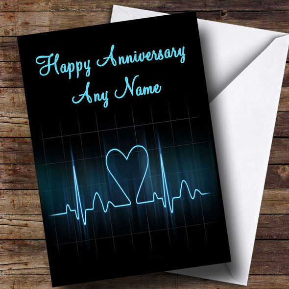 Heart Beat Monitor Personalised Anniversary Card