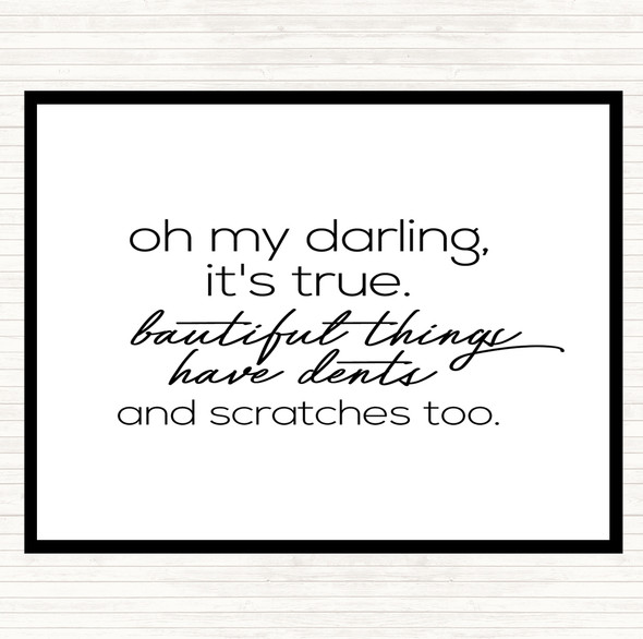 White Black Oh My Darling Quote Dinner Table Placemat