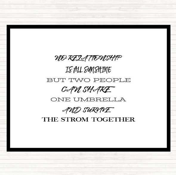 White Black One Umbrella Quote Dinner Table Placemat