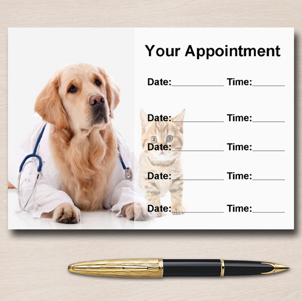 Dog Cat Vet Veterinary Practice Personalised Appointment Cards