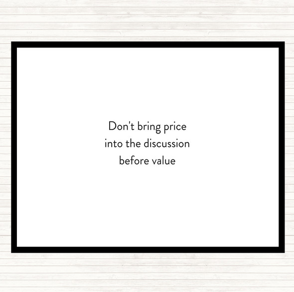 White Black Price Before Value Quote Dinner Table Placemat