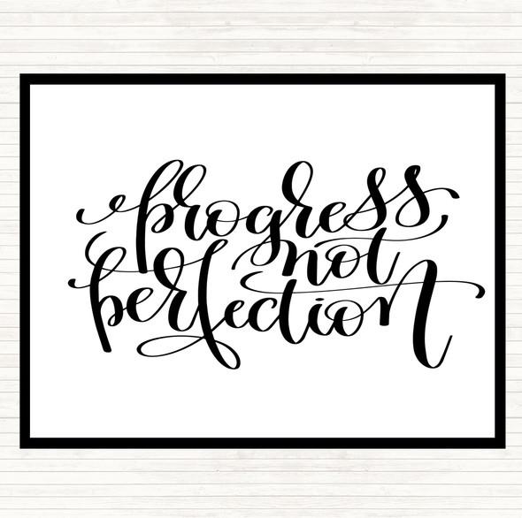 White Black Progress Not Perfection Quote Mouse Mat Pad