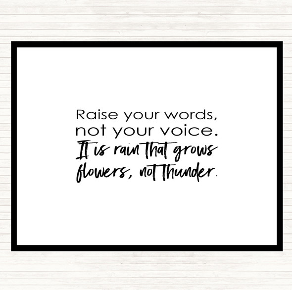 White Black Raise Your Words Quote Dinner Table Placemat