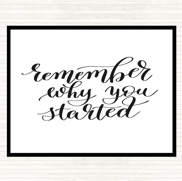 White Black Remember Why You Started Quote Mouse Mat Pad