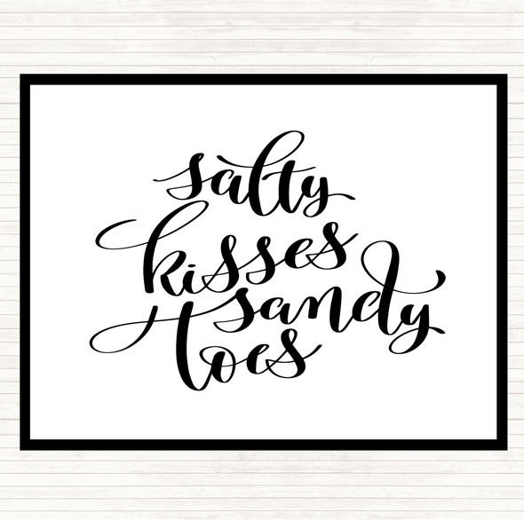 White Black Salty Kisses Sandy Toes Quote Dinner Table Placemat