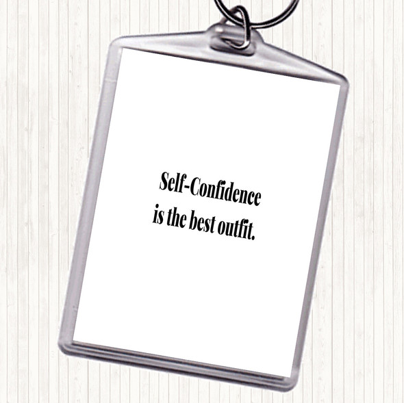 White Black Self Confidence Quote Bag Tag Keychain Keyring