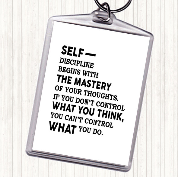 White Black Self Discipline Quote Bag Tag Keychain Keyring