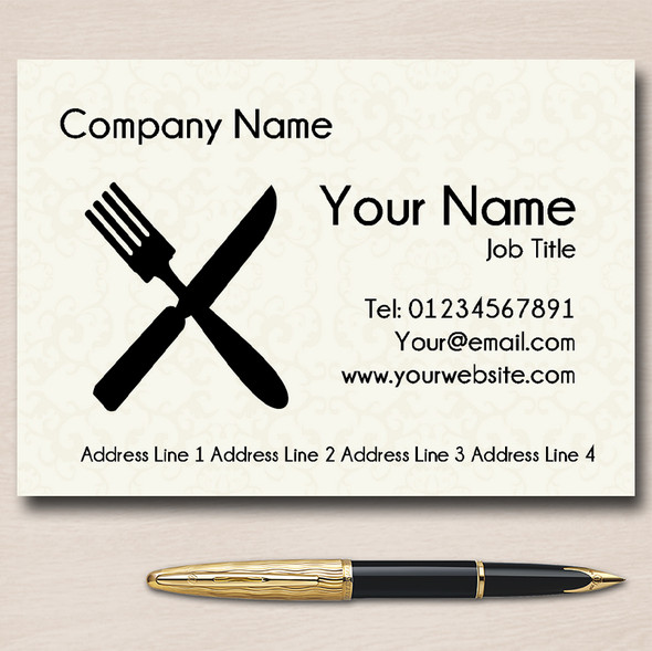 Chef Restaurant Cutlery Personalised Business Cards