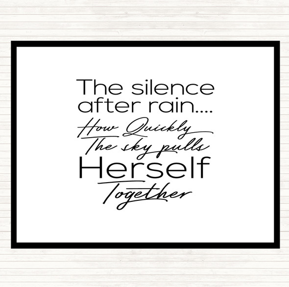 White Black Silence After Rain Quote Mouse Mat Pad