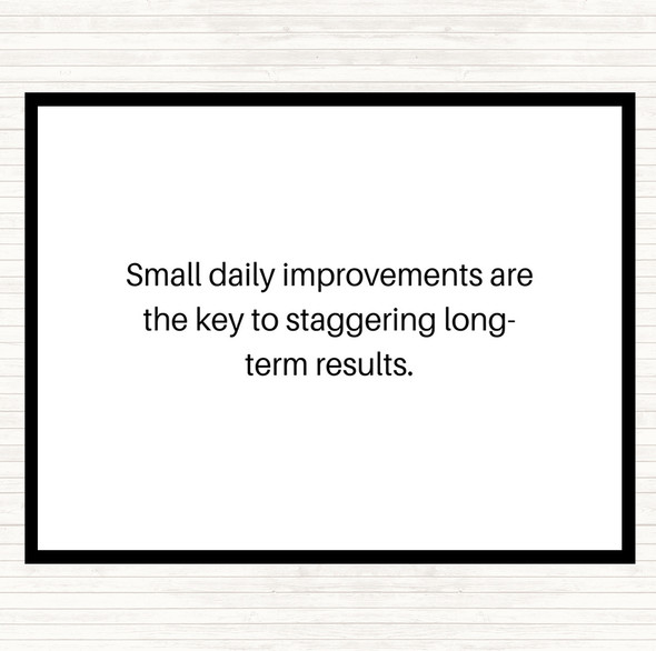 White Black Small Daily Improvements Quote Mouse Mat Pad