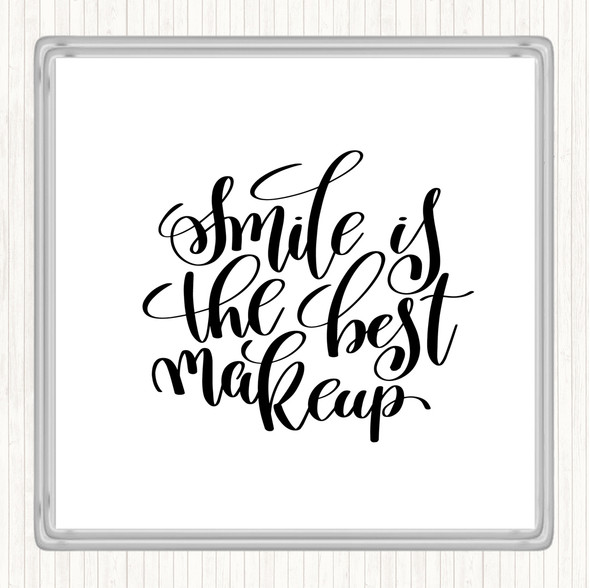 White Black Smile Best Makeup Quote Drinks Mat Coaster