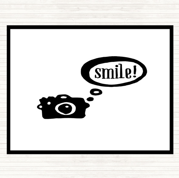 White Black Smile Camera Quote Dinner Table Placemat