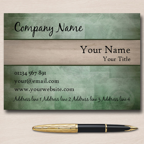 Green And Beige Swirl Personalised Business Cards