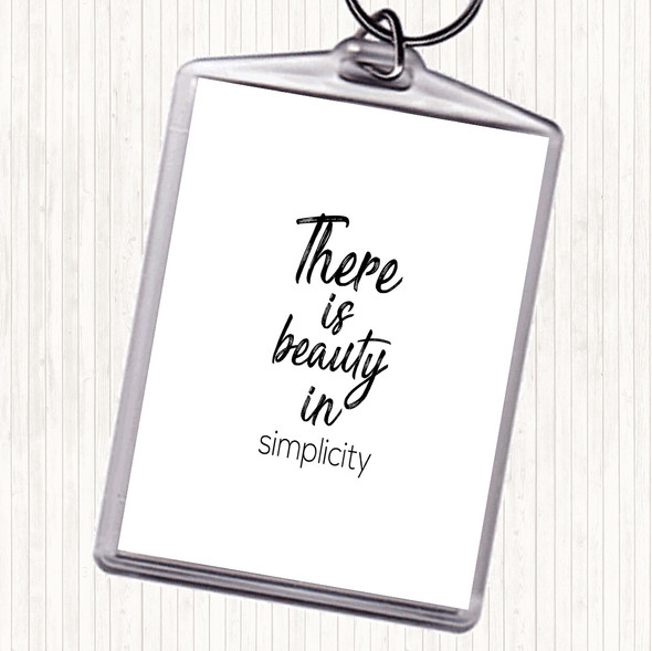White Black Beauty In Simplicity Quote Bag Tag Keychain Keyring