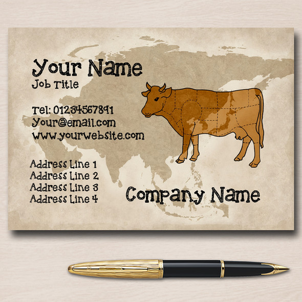 Map And Cow Personalised Business Cards