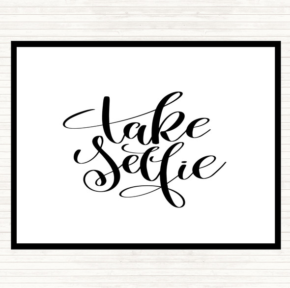 White Black Take Selfie Quote Mouse Mat Pad