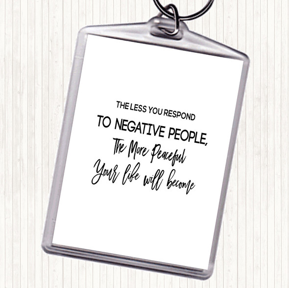 White Black The Less You Respond Quote Bag Tag Keychain Keyring