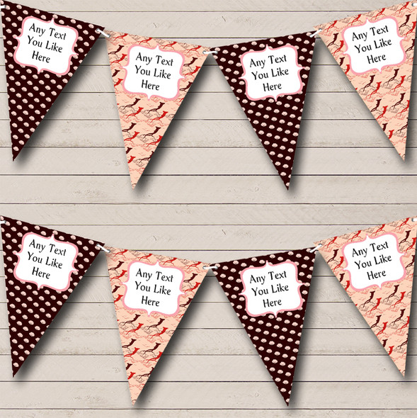 Shabby Chic Brown Pink Personalised Wedding Anniversary Party Bunting