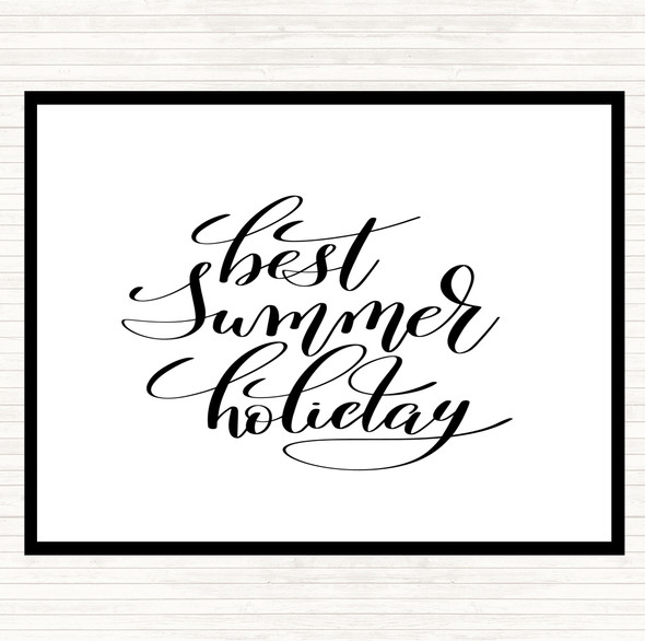 White Black Best Summer Holiday Quote Mouse Mat Pad
