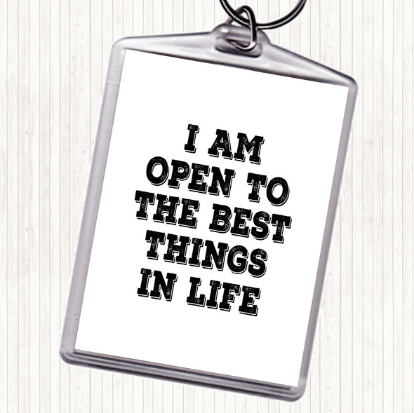 White Black Best Things In Life Quote Bag Tag Keychain Keyring