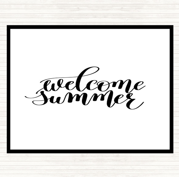 White Black Welcome Summer Quote Mouse Mat Pad
