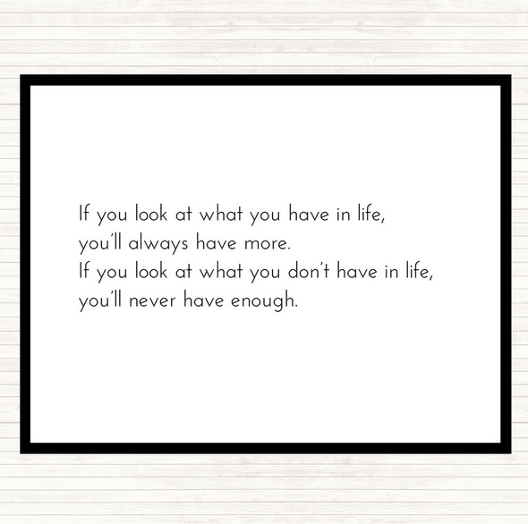 White Black What You Have In Life Quote Mouse Mat Pad