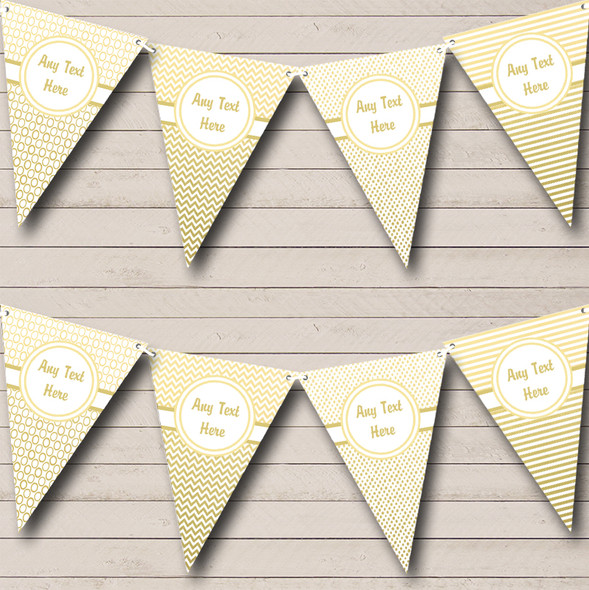 Elegant White And Gold Personalised Wedding Anniversary Party Bunting