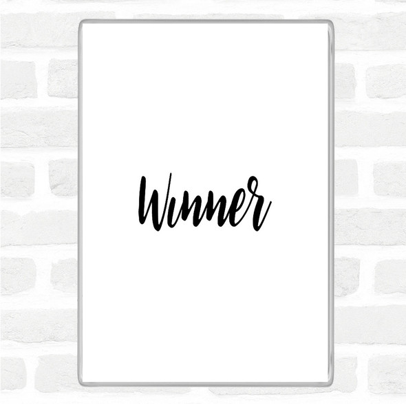 White Black Winner Quote Jumbo Fridge Magnet