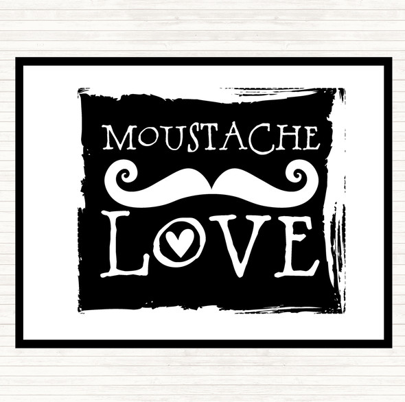 White Black Word Art Mustache Quote Mouse Mat Pad