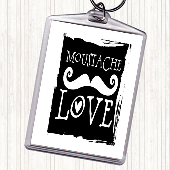 White Black Word Art Mustache Quote Bag Tag Keychain Keyring